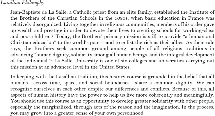 lasallian philosophy syllabus statement