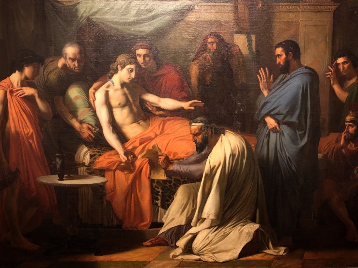 Henri Augustin Gambard, La maladie d'Alexandre, 1846. Public domain. La Salle University Art Museum.